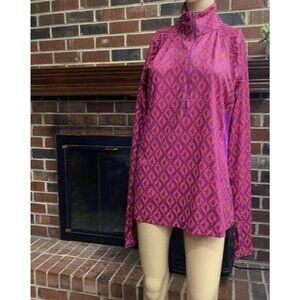 Women Under Armour Heat Gear Long Sleeve‎ Purple Fitted Turtle Neck Shirt Large
